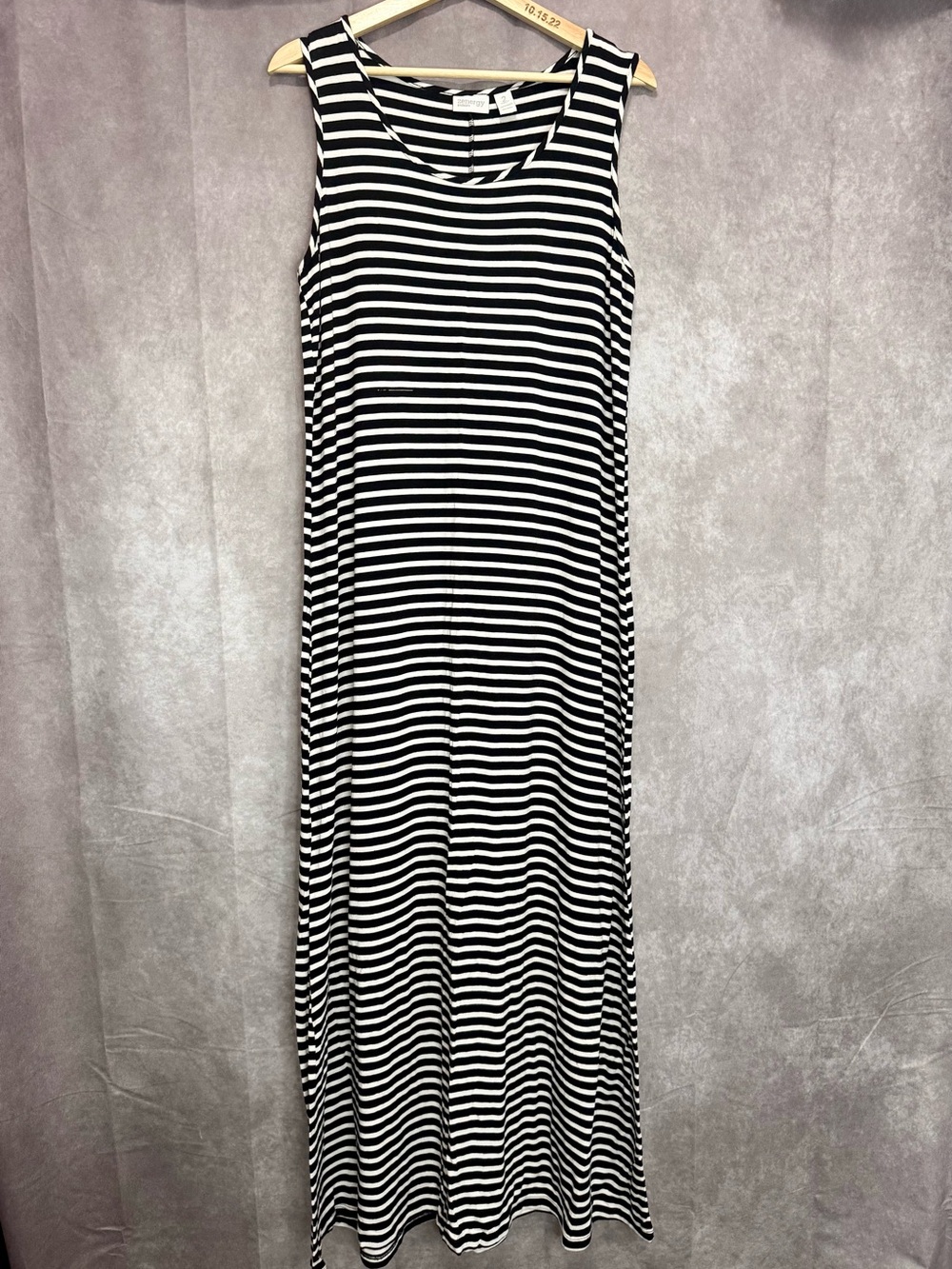 Chico's Black & White Striped Sleeveless Maxi Dress